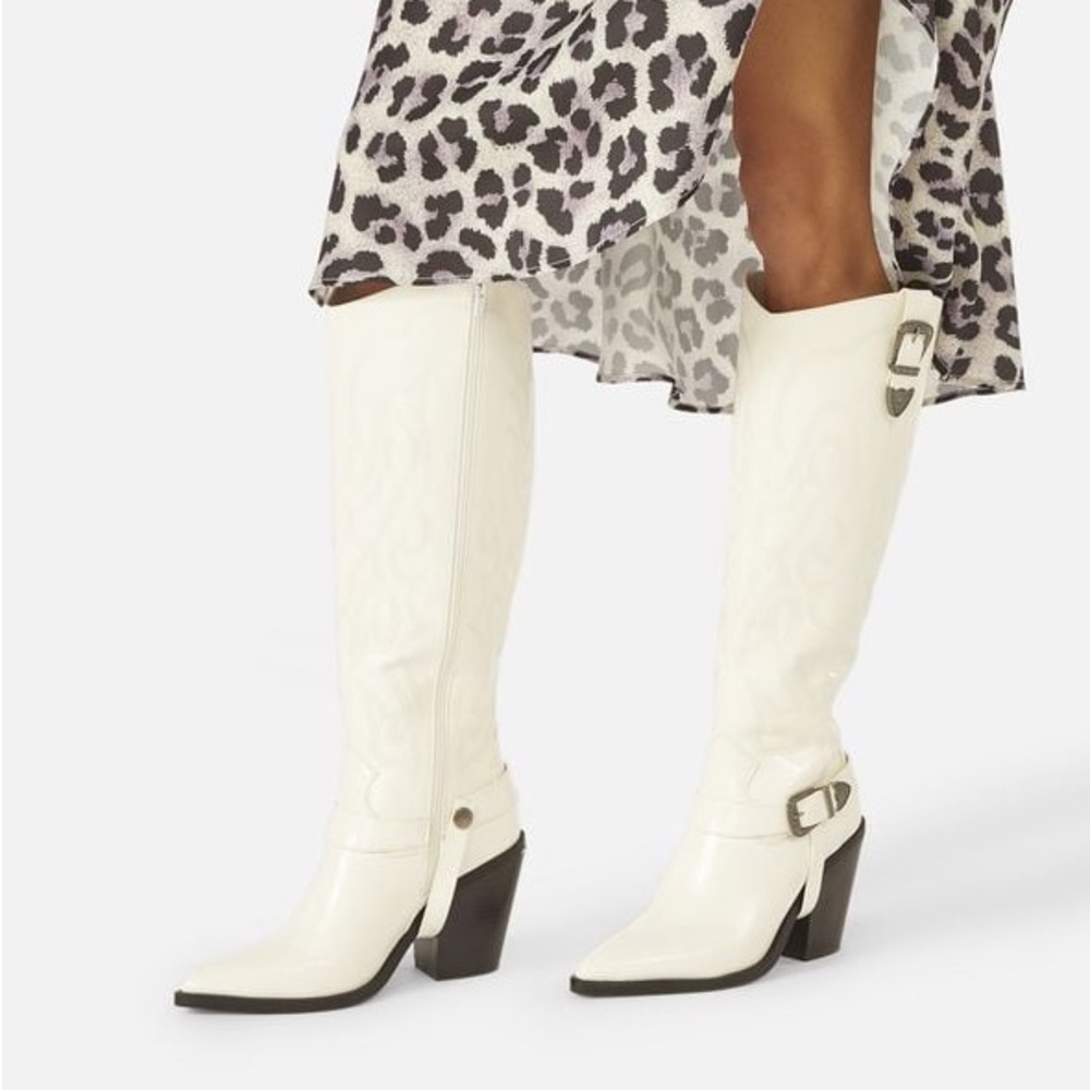 Justfab White Granada Tall Western Boot